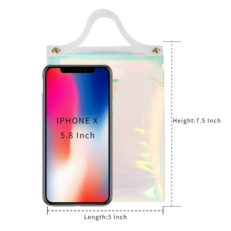 INICAT Clear Bag for Stadium Events Small Crossbody Purse Women Concert Approved Transparent Display Case Handbag Beach Gifts(Colorful-Vertical2) - Image 4